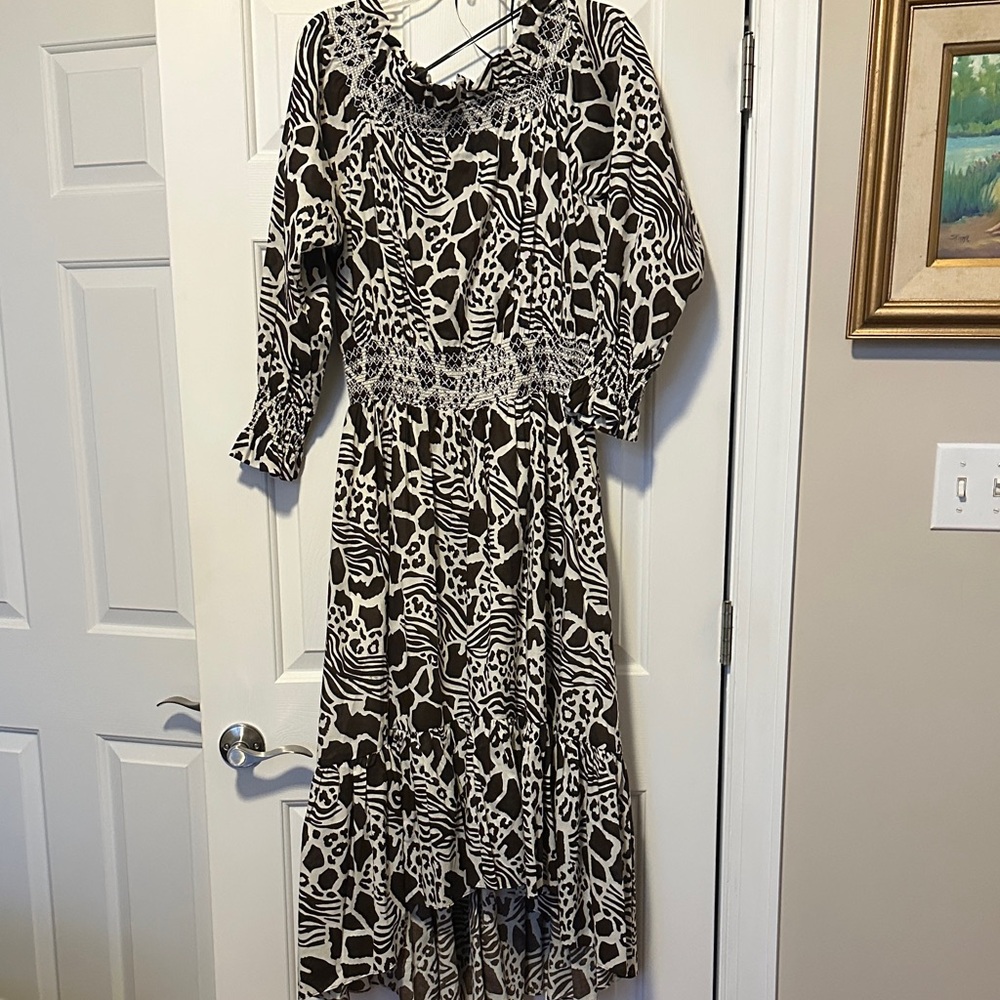 Adam Lippes Monochrome Abstract Long Sleeve Dress